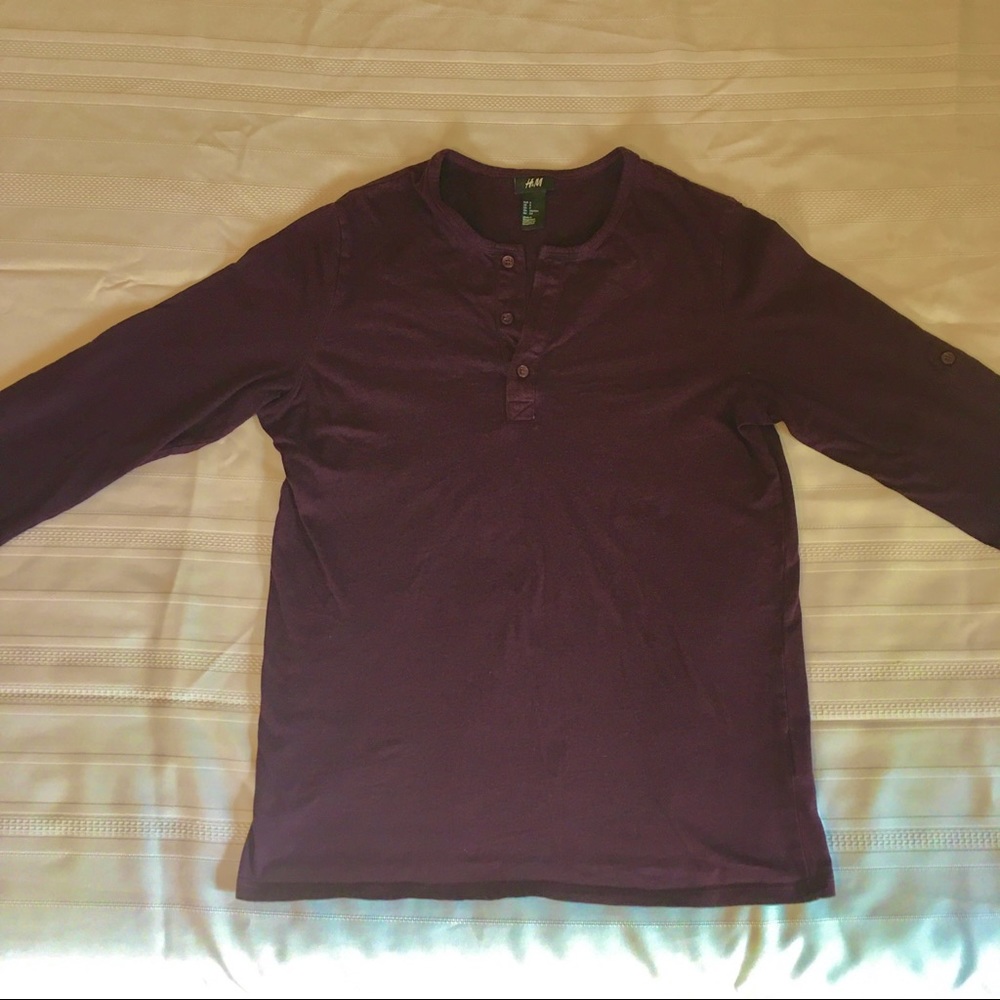 NWOT H&M Maroon/Burgundy Long Sleeve Henley Shirt